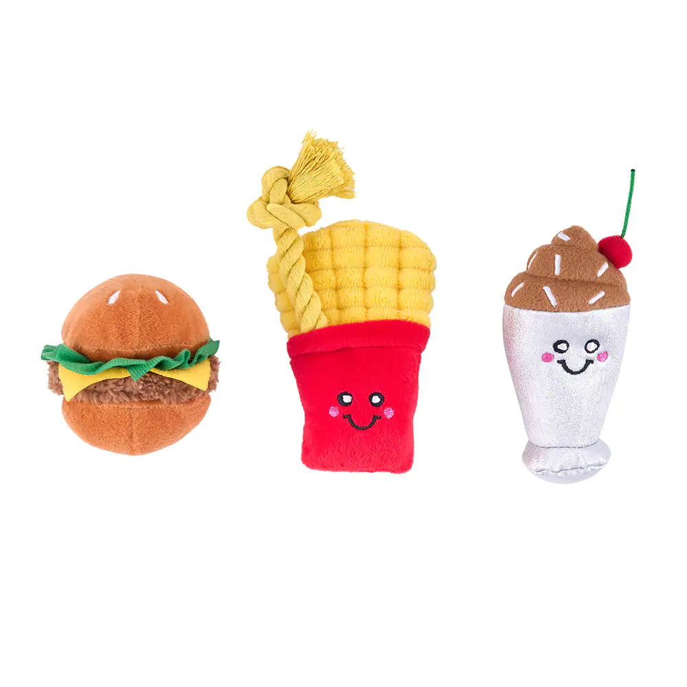 ZippyPaws Miniz 3pk Fast Foods Plush Dog Toy