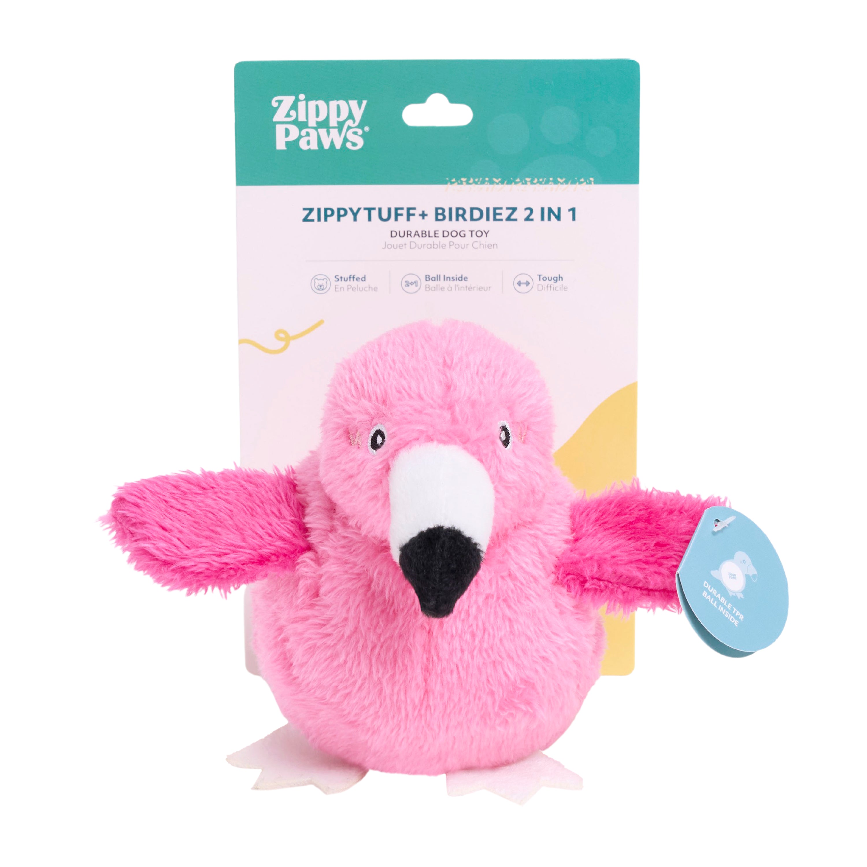 ZippyPaws ZippyTuff+ 2-in-1 Birdiez Flamingo Dog Chew Toy