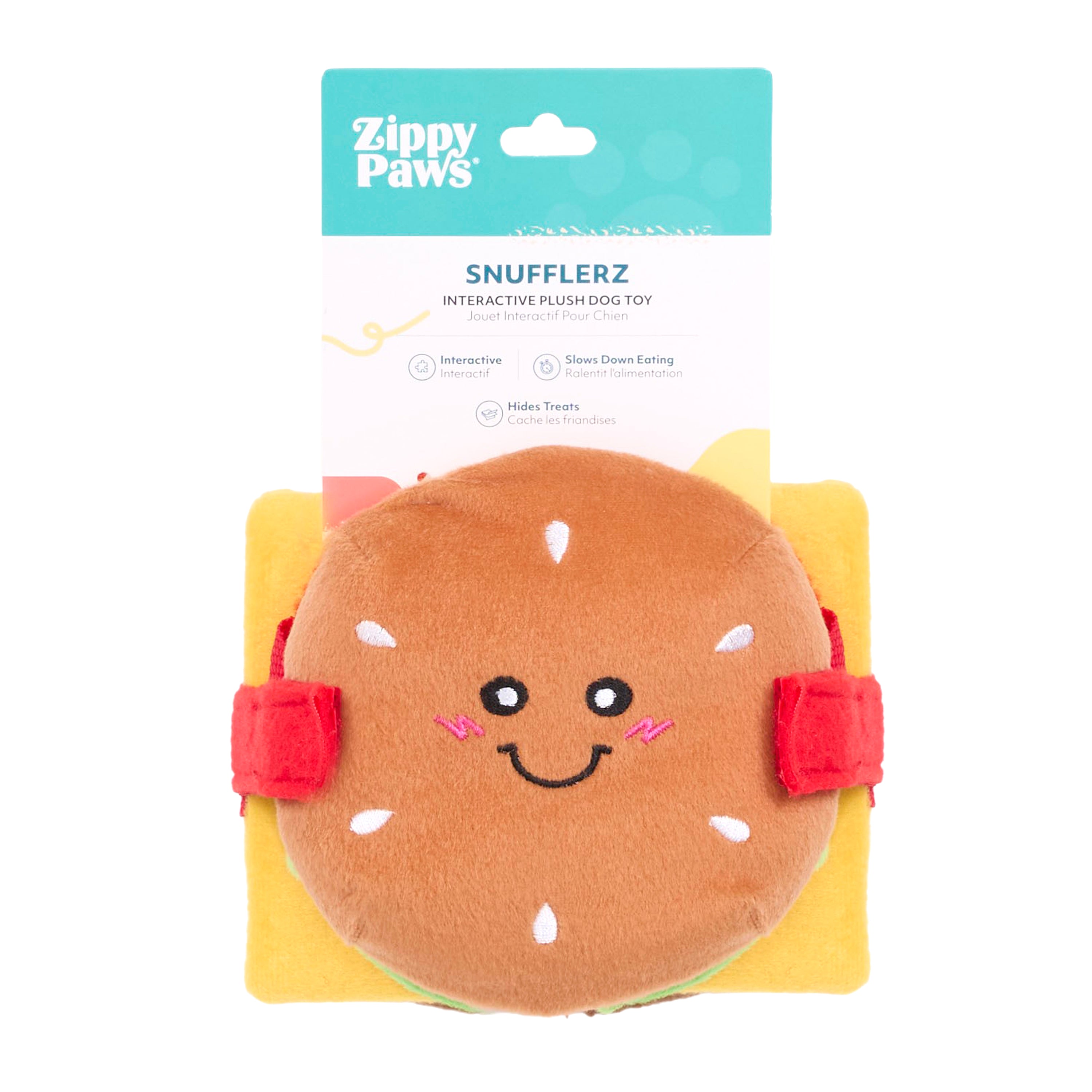 ZippyPaws Snufflerz Stacks Cheeseburger Plush Interactive Dog Toy