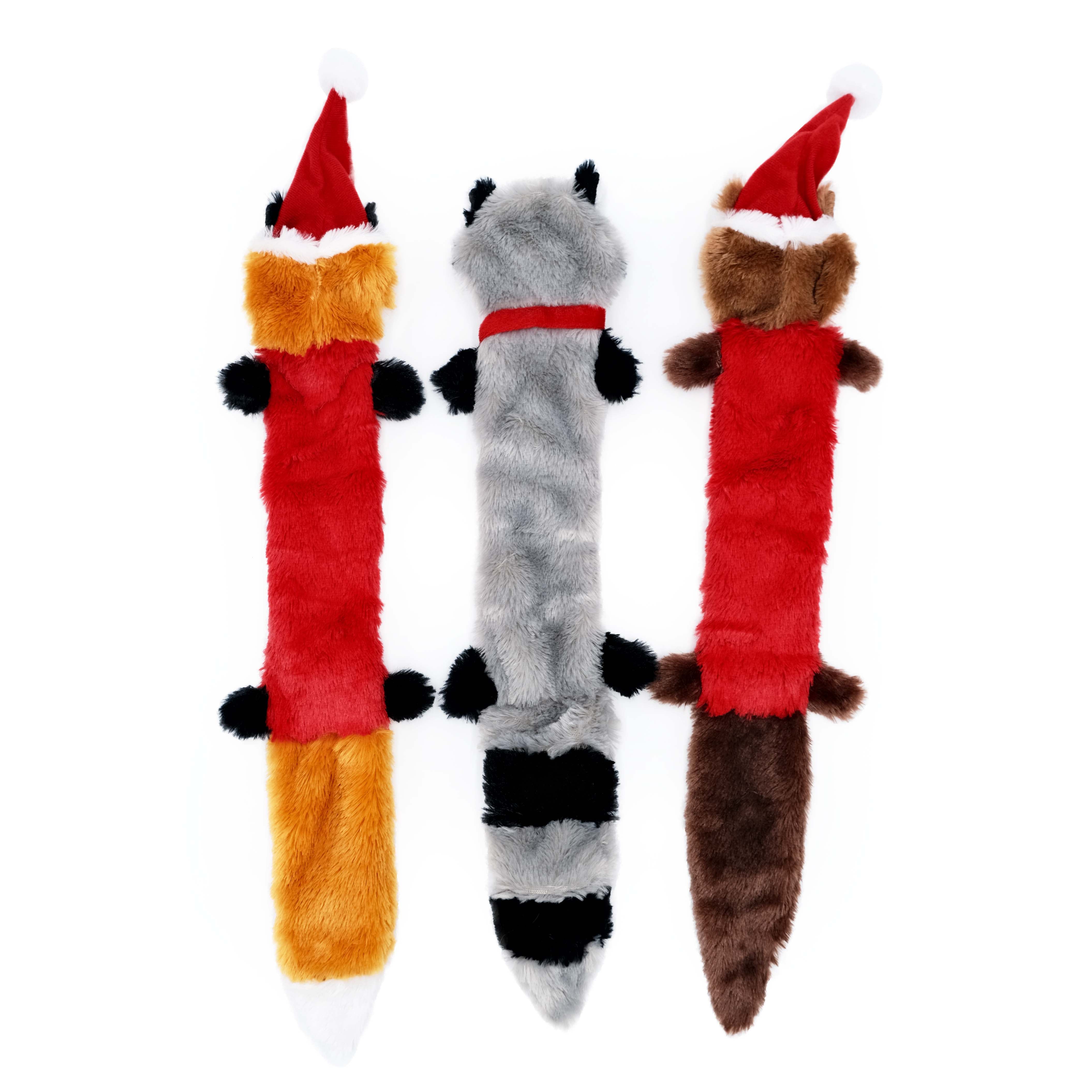 ZippyPaws Holiday Skinny Peltz Plush Dog Toy Large 3pk