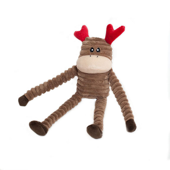 ZippyPaws Holiday Crinkle Reindeer Plush Dog Toy Small