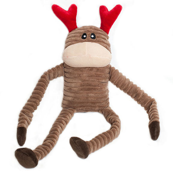 ZippyPaws Holiday Crinkle Reindeer Plush Dog Toy Large