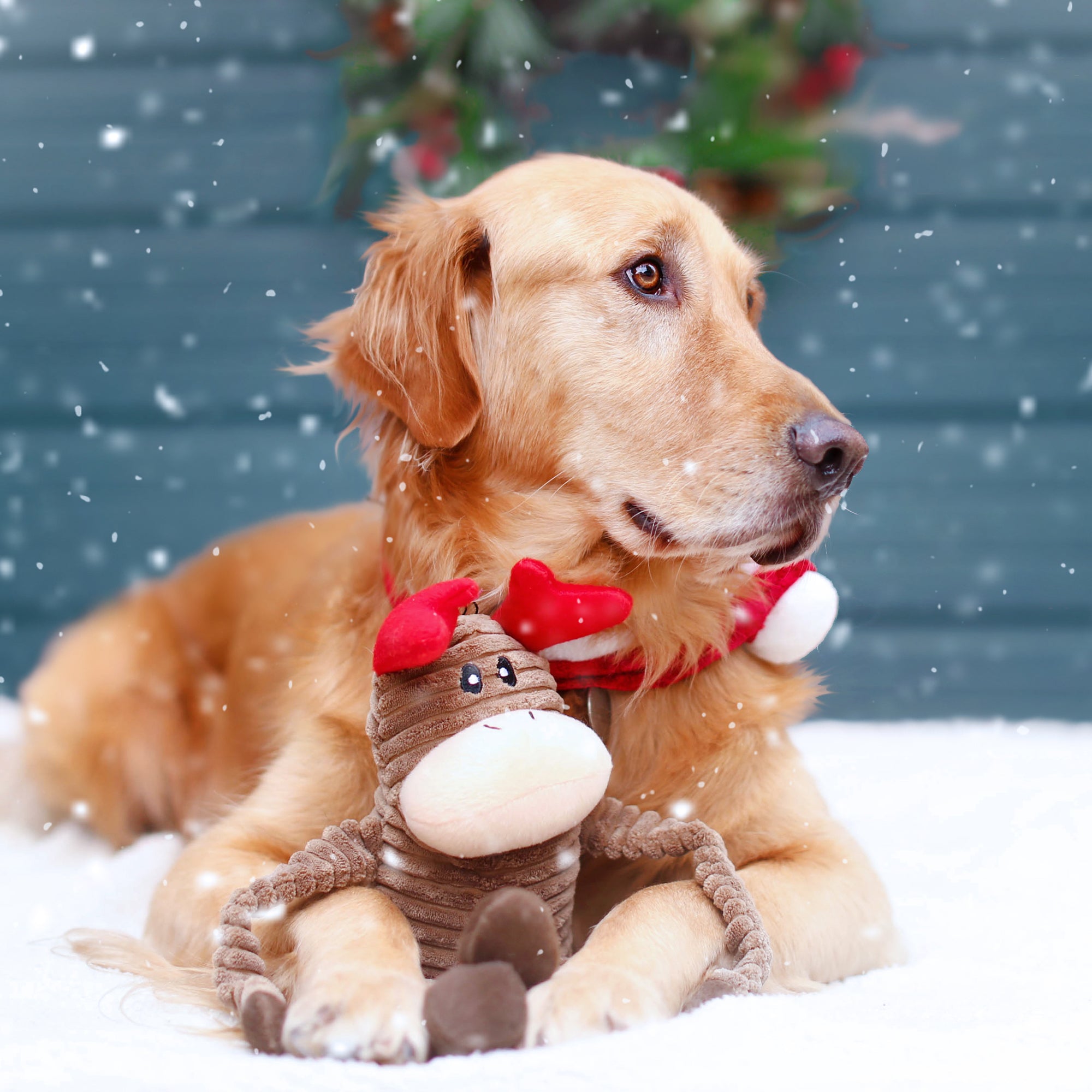 ZippyPaws Holiday Crinkle Reindeer Plush Dog Toy Large