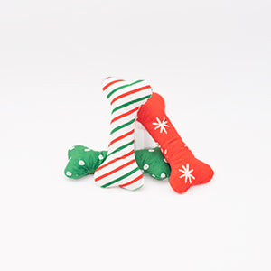ZippyPaws Holiday Patterned Bones Regular Plush Dog Toy 3pk