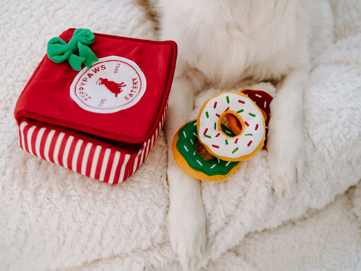 ZippyPaws Holiday Burrow™ Donutz Box Plush Dog Toy