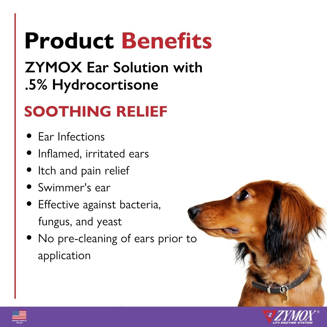 Zymox Ear Solution w/ .5% hydrocortisone - 1.25 oz. bottle