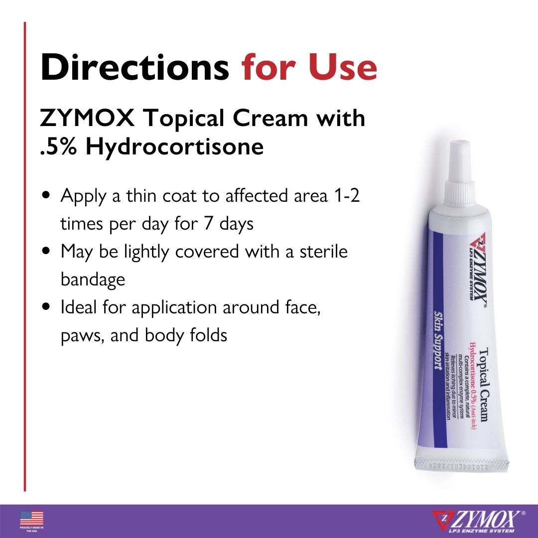 Zymox Cream w/ .5% hydrocortisone - 1 oz. tube