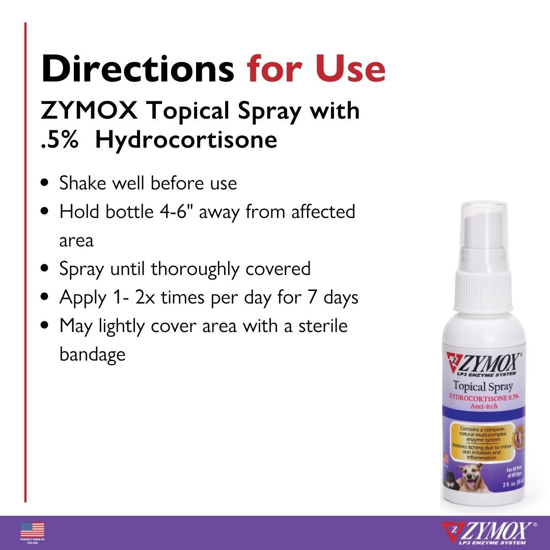 Zymox Spray w/ .5% hydrocortisone - 2 oz. bottle
